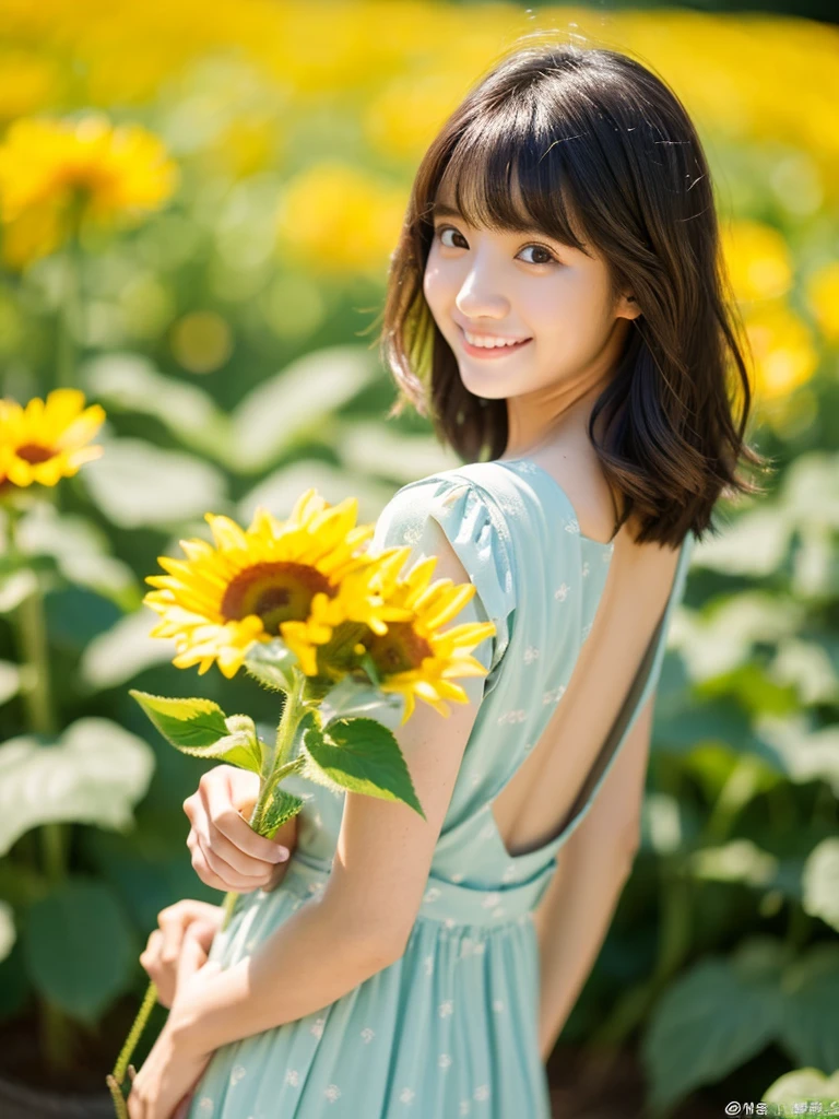 Image quality:best quality
Camera Focus: blur background
light:Side light
composition:Composition of thirds、Standing in front、Looking at the camera person:20 years old woman,Japanese,actress
pose:Hands behind the back:Sunflower hairstyle: Short Bob、Swinging Hair、With bangs
Dress:casual
facial expression: happy
