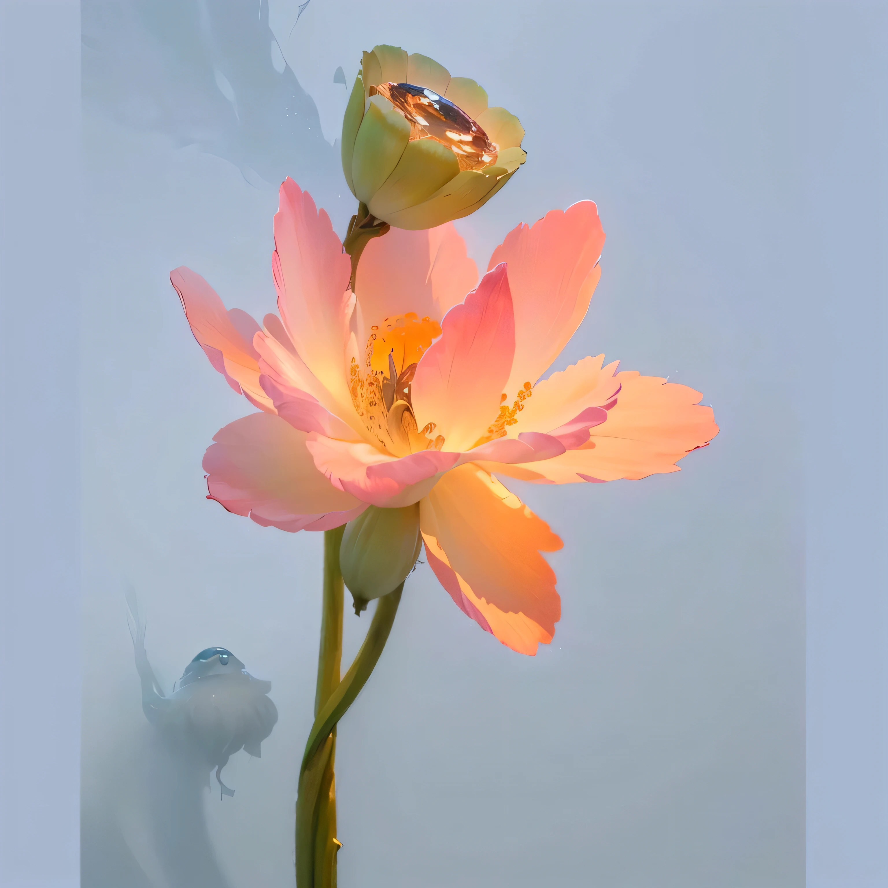 4K，high quality，big eyes，masterpiece, best quality, (Extremely detailed CG unity 8k wallpaper), (best quality), (Best Illustration Award), (The best shadow), absurd, Realistic lighting, (abyss), Beautiful and delicate light, Peter Mohr Bacher&#39;s art features a pink flower blooming in the water, standing gracefully upon a lotus, lotus flowers, lotus flower, lotuses, lotus petals, lotus, with lotus flowers, sitting on a lotus flower, by Liang Kai, Realistic flower oil painting, Shen Quan, author：Ren Xiong, author：Tadashi Nakayama, pink lotus queen