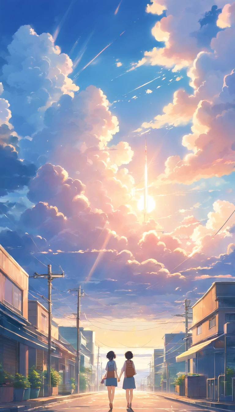 best quality, masterpiece, beautiful clouds wide angle shot