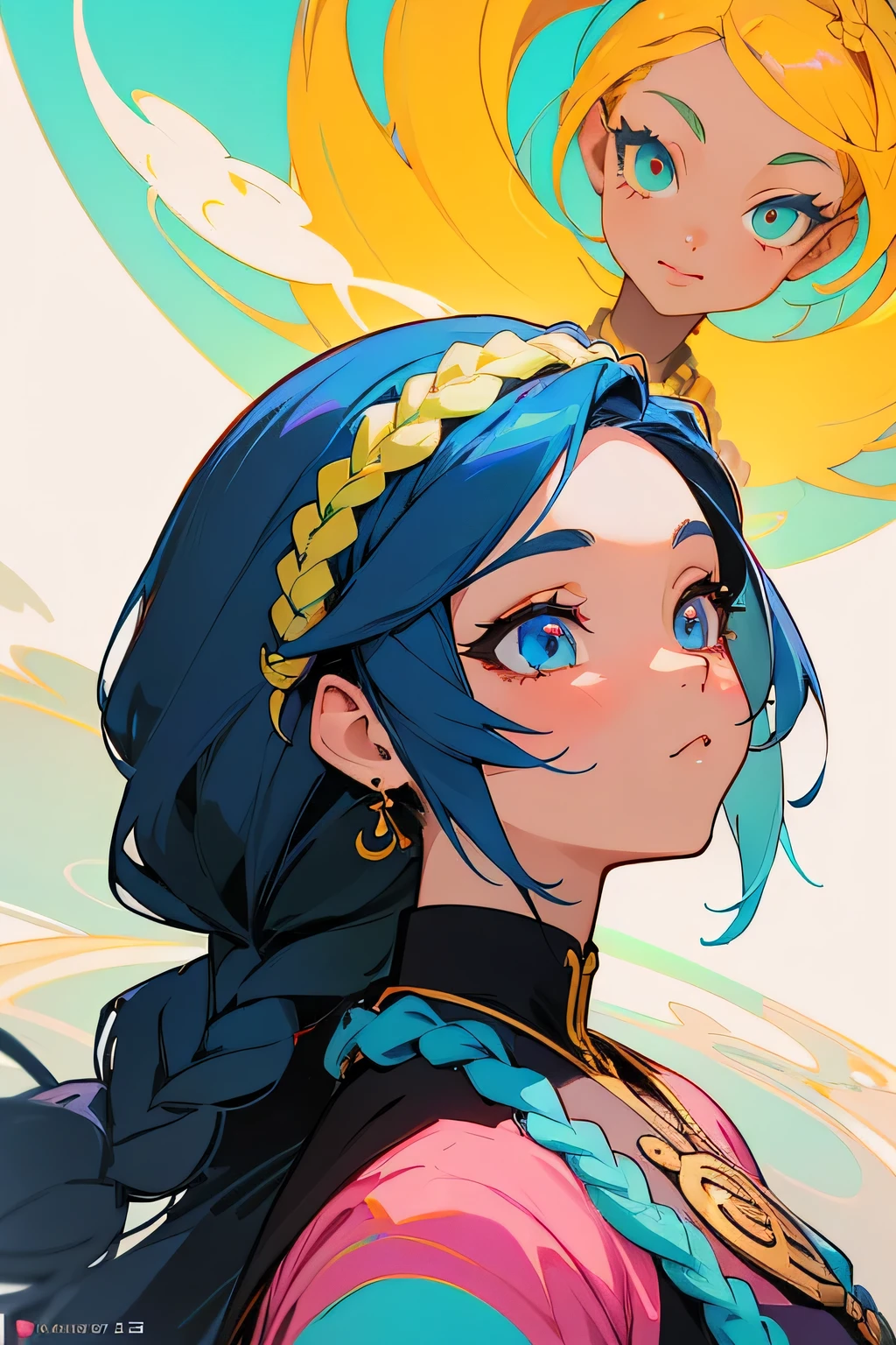 a drawing of a woman with a braid in her hair, stunning art style, Retrato de RossDraws, :: rossdraws, rossdraws | afrofuturism, Ross Draws 1. 0, anime manga black girl, vibrant rossdraws cartoon, Ross Draws 2. 0, in digital illustration style, Ross Draws 2. 5, trends in art, pintura digital rossdraws
