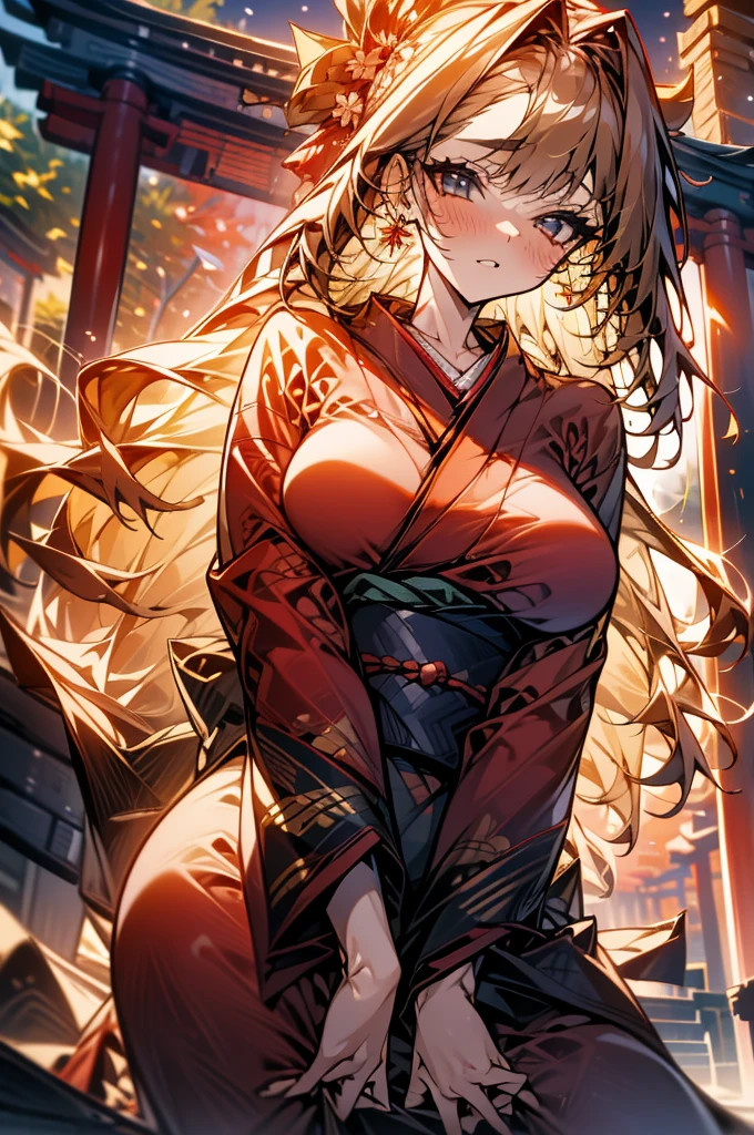 close shot, Girls' Front, nsfw, eyelashes, spread legs, extremely detailed body, Perfect body, black long straight, big hair, lowing hair, super fucking beautiful, light blush, large breasts, red kimono, detailed wet clothes, beautiful bare back, beautiful detailed glow, beach, dusk sky, good lighting, masterpiece, wallpaper 8k CG,