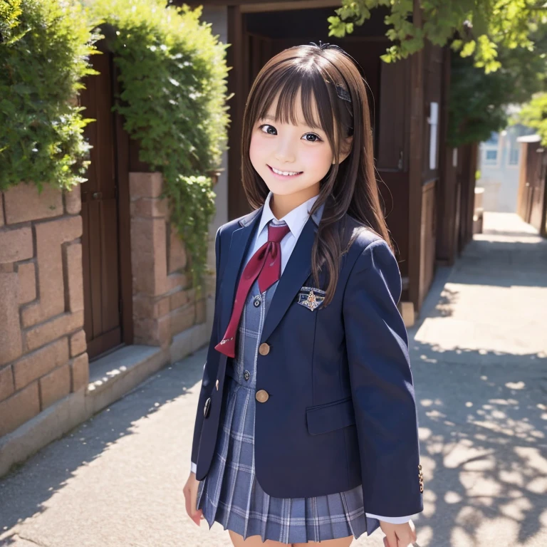 smile, Surrealism, Verism, cowboy shot, best quality, super detail, 4K、middle School girls、uniform、Turn around