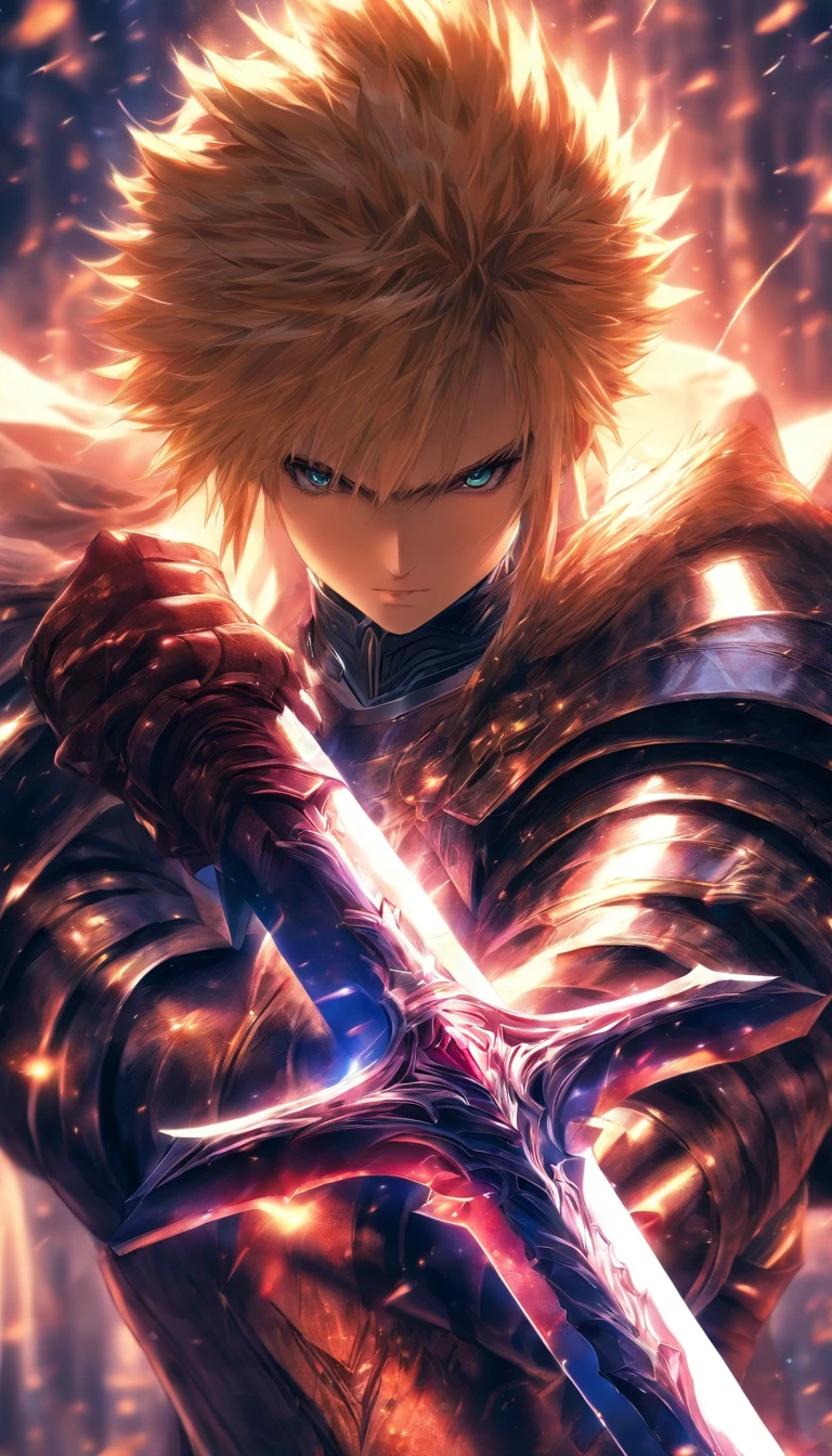 Saber (fate series) holding Excalibur,(sharp focus:1.2),detailed eyes,(moody lighting:1.2), depth of field, bokeh, 4K, HDR.