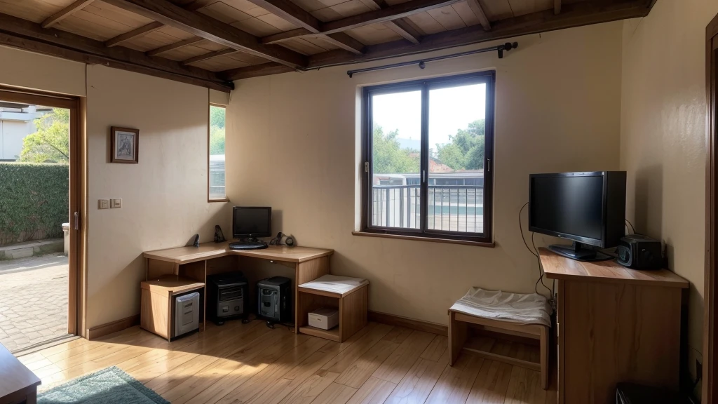make the place a little bigger and with a bench with a computer so that the owner of the place can stay