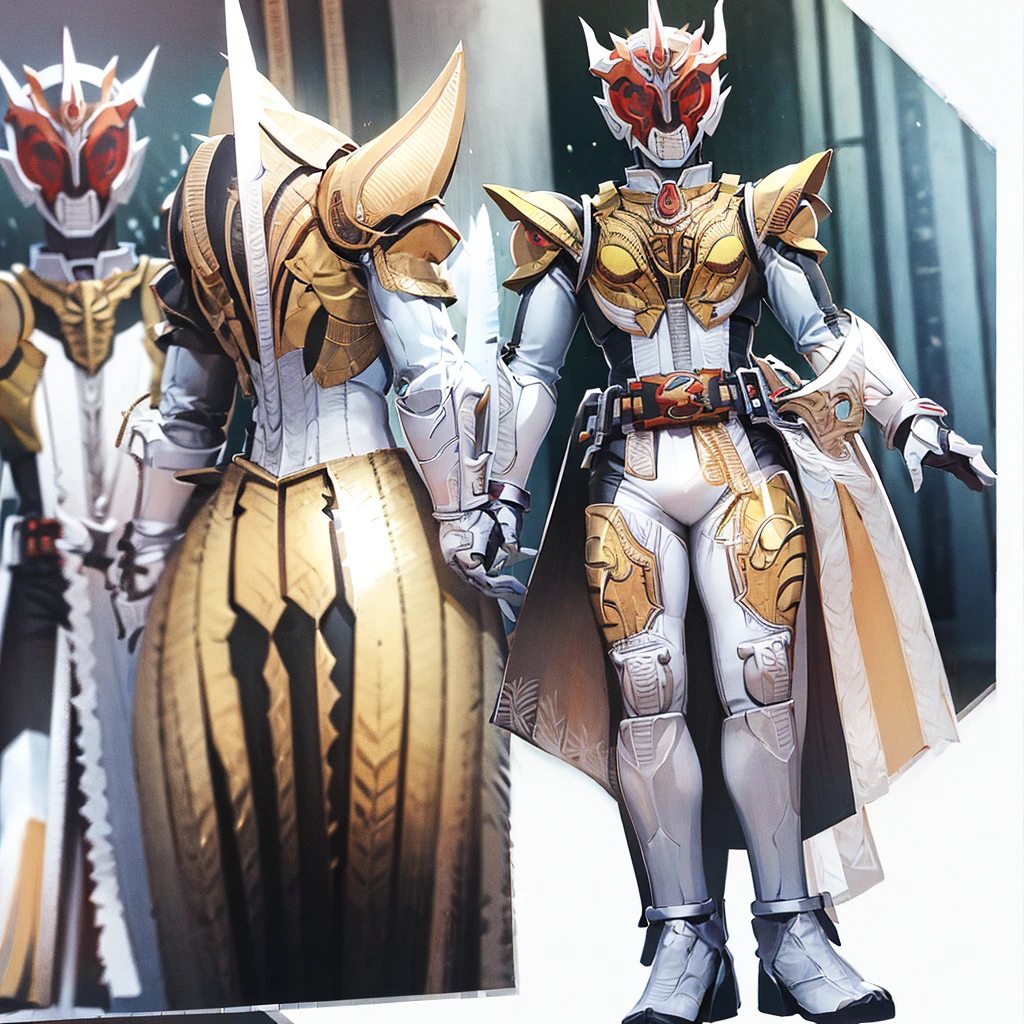 Demon, full body, white background, tokusatsu, helmet, armor, belt
