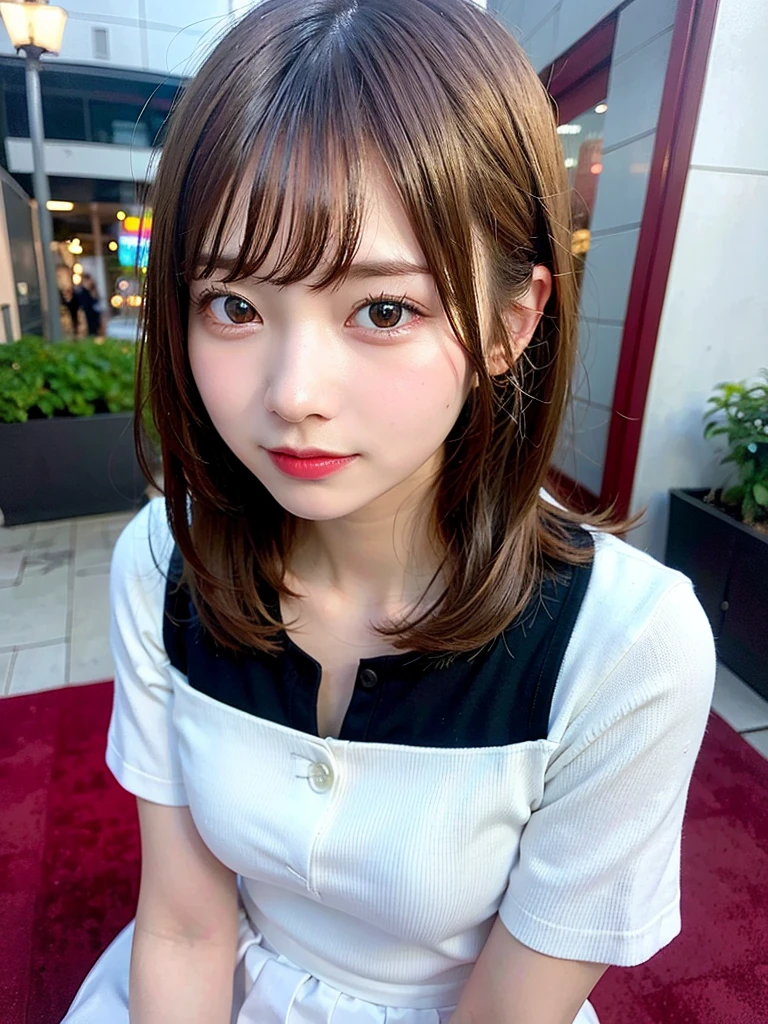 (8K, Raw photo:1.2),Detailed face and eyes,Best Quality, 超A high resolution, Highly detailed ,intricate detailes ,masutepiece ,Cute Girl , Soft cinematic light, Hyper-detailing,Sharp Focus, High quality,a blond, bob cuts, (a miniskirt), NSFW,From below,low angle shot