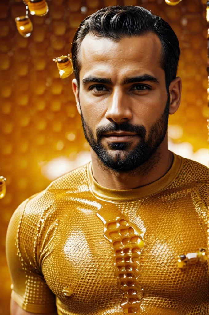 An animated man covered in honey