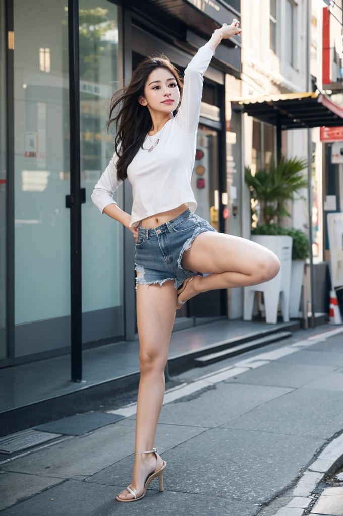 Create an image of her dancing while standing