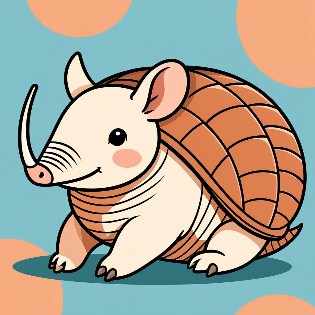 cute armadillo, illustration, vector graphics, strong contours