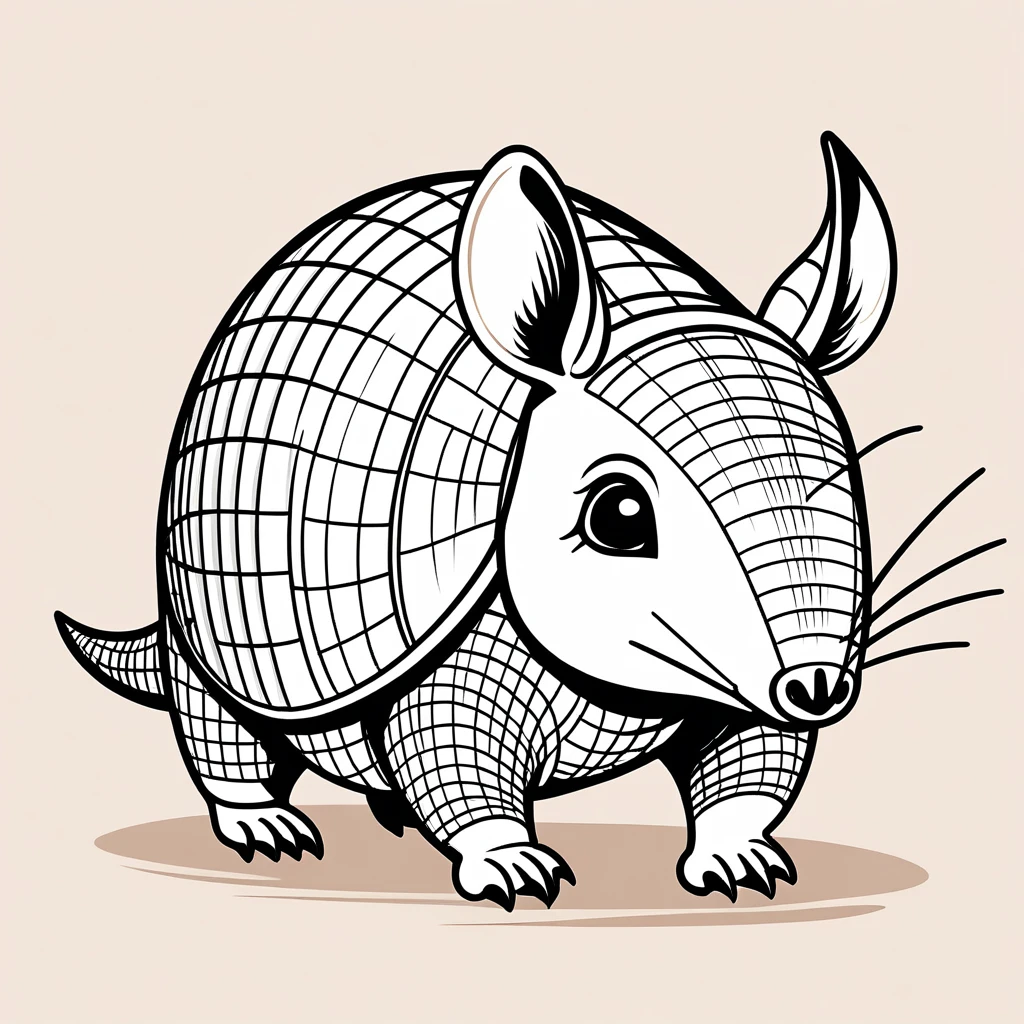 cute armadillo, illustration, vector graphics, strong contours
