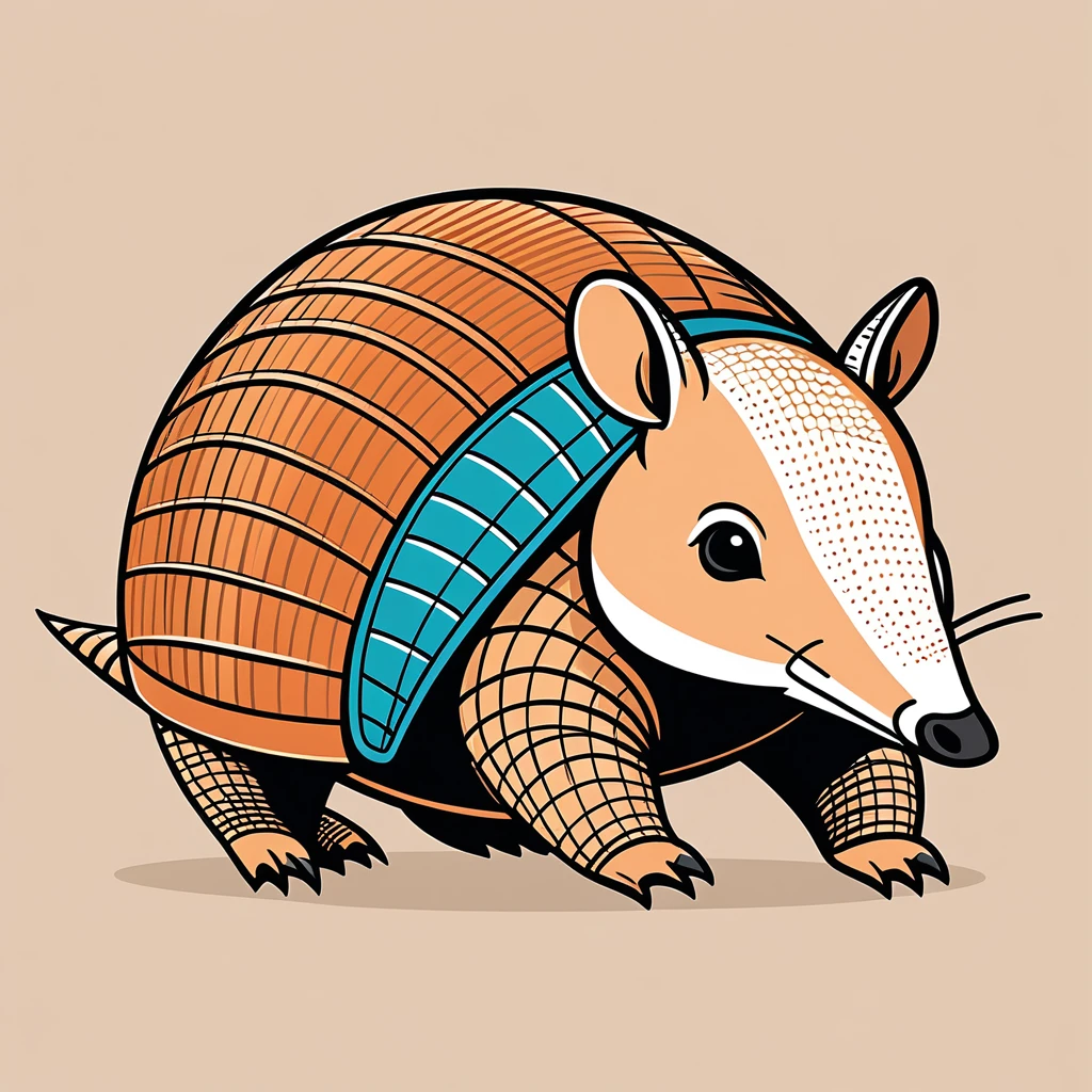 cute armadillo, illustration, vector graphics, strong contours
