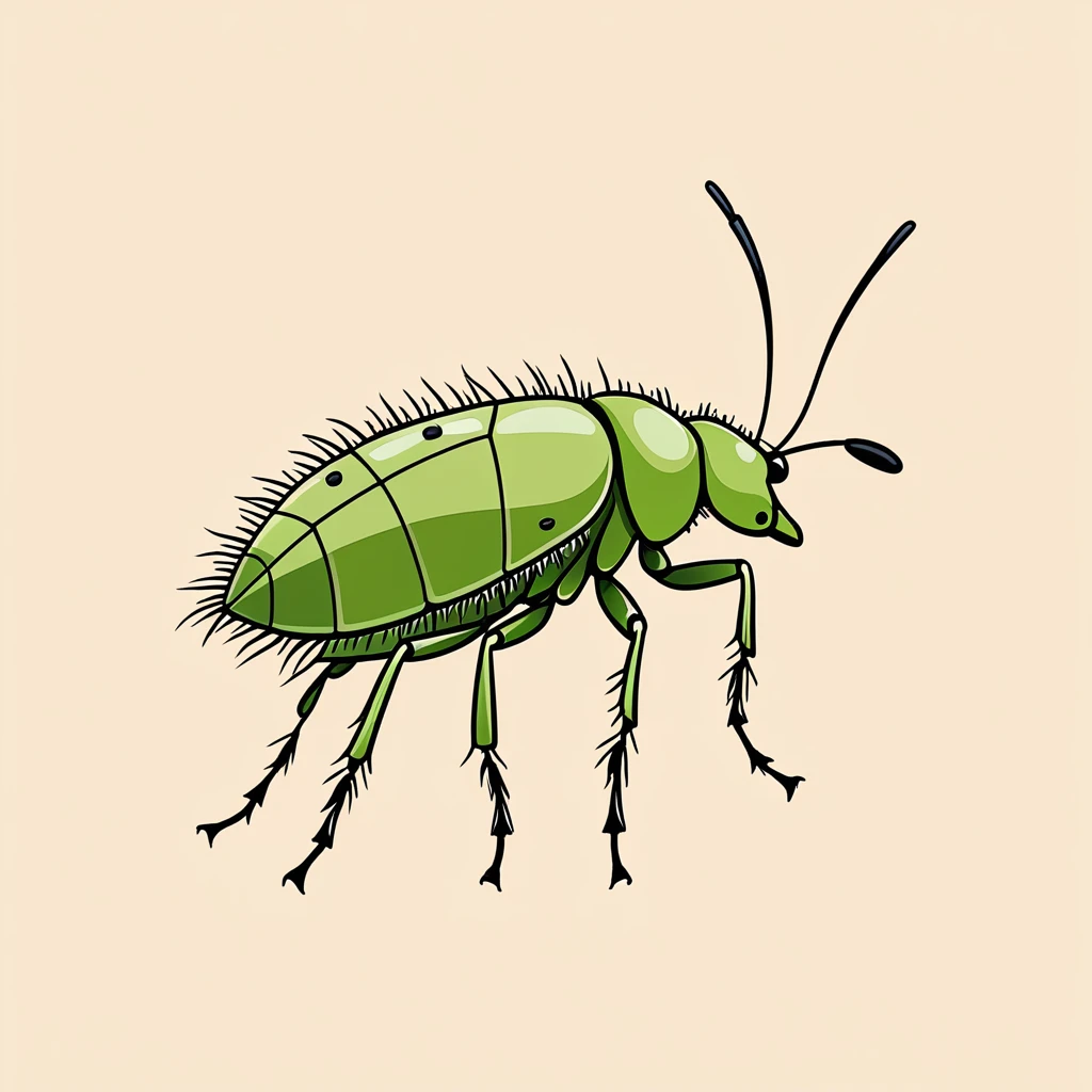 cute aphid, illustration, vector graphics, strong contours