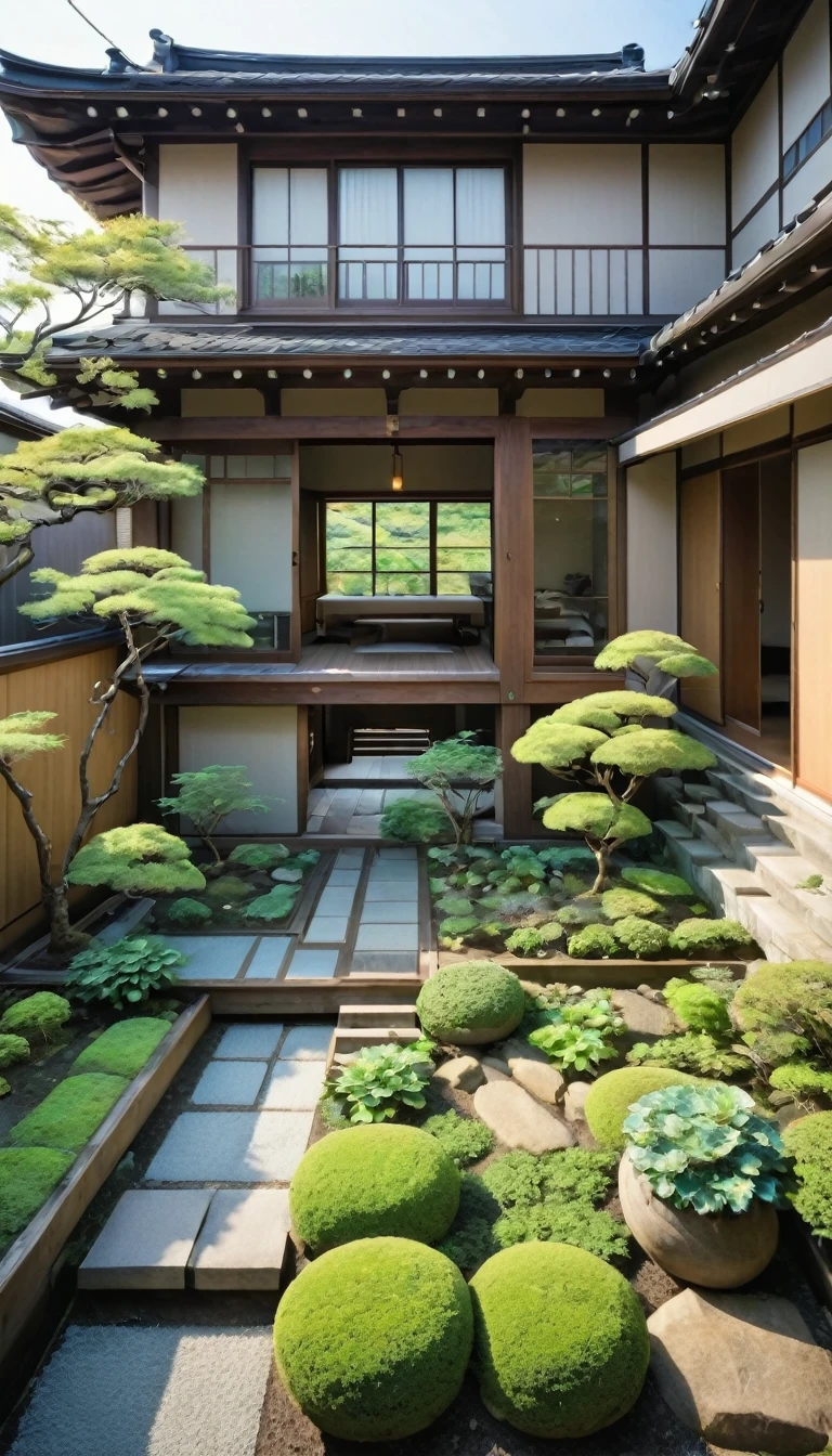日本の家のgarden、garden、広いgarden