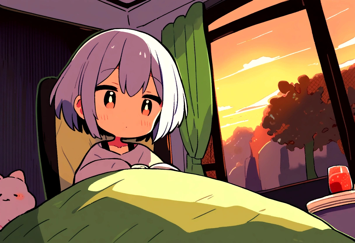 Girl listening to music, cgsociety 9, Chill Hop, Alena Aenami and Artgerm, Makoto Shinkai and Artgelm, The Lo-Fi Girl Aesthetic, Anime Scenery, makoto shinkai and (Cain Kuga), Lo-fi aesthetic, Anime scenery, Anime Nature, Relaxing, Anime Wallpaper ,Inside the room ,There is a piano. ,evening ,
