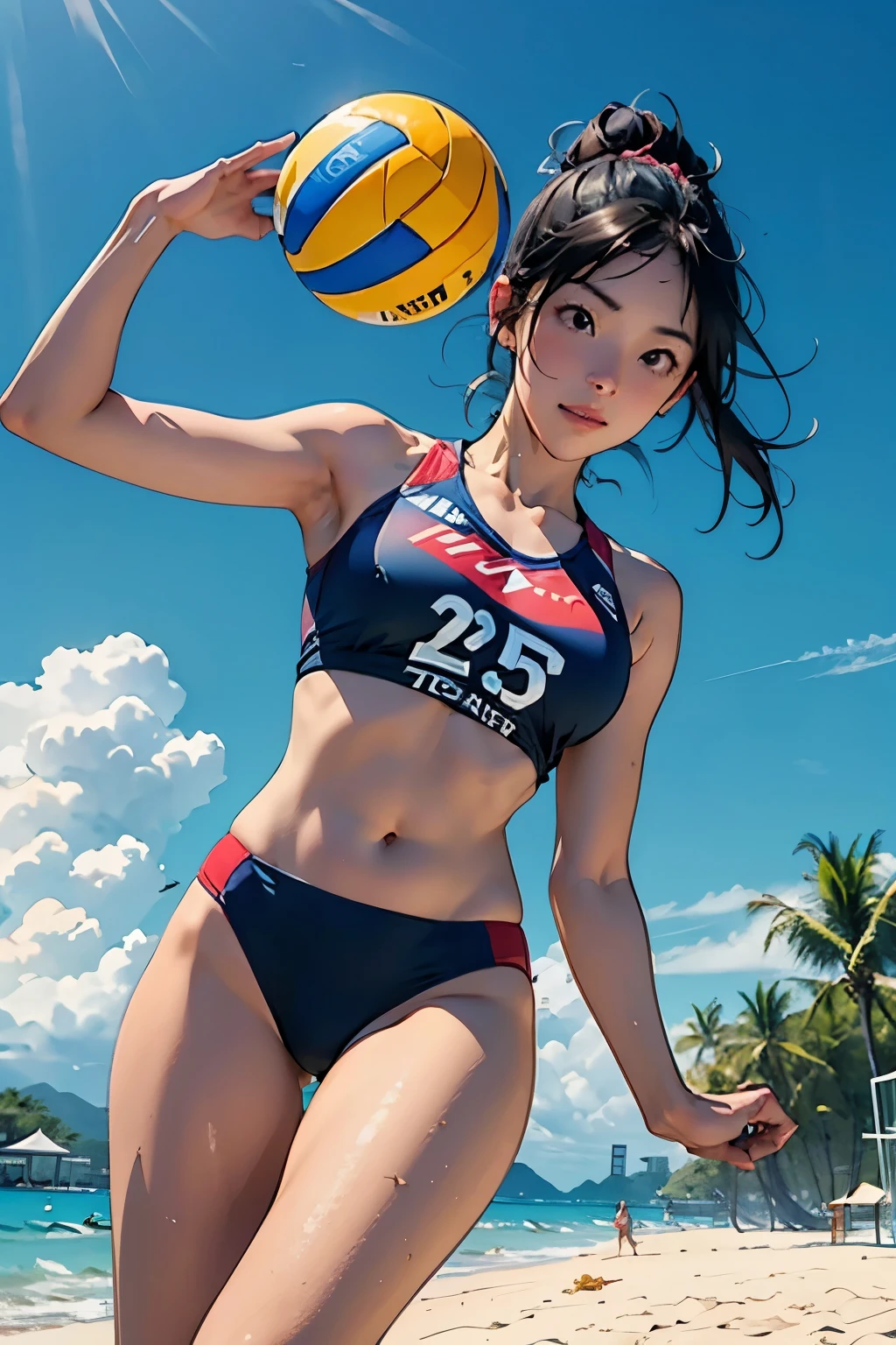 Beach Volleyball、Jump、attack、receive、dynamic、