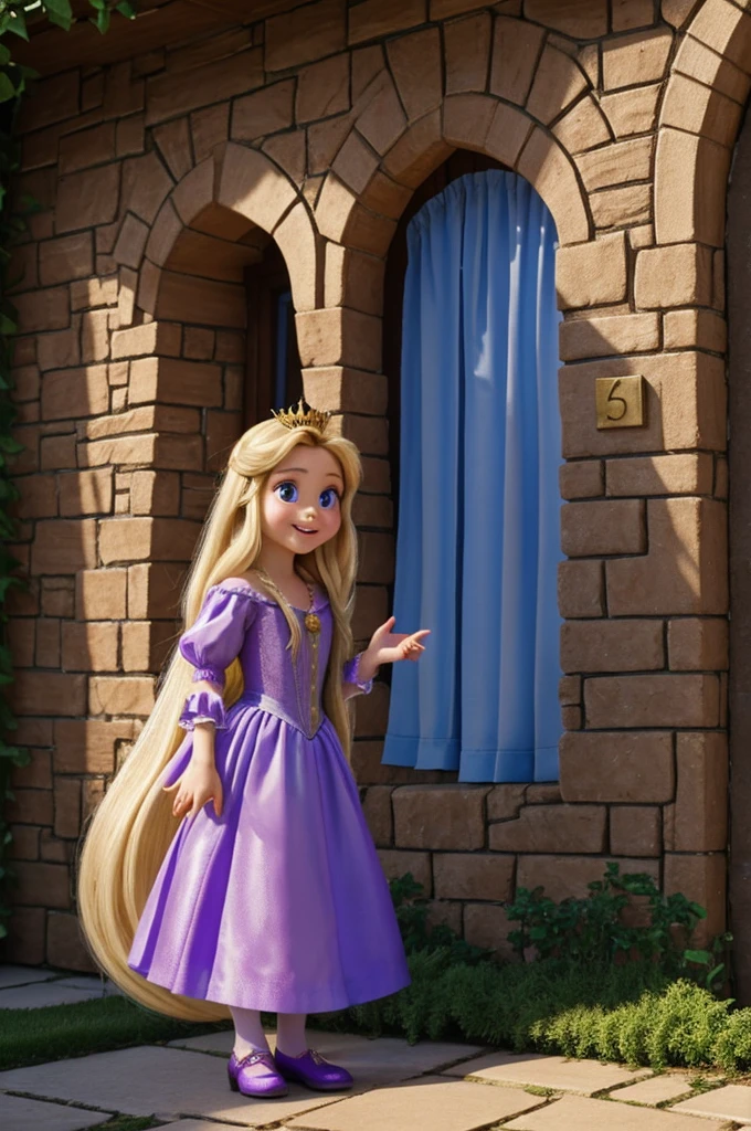 Princess Rapunzel with a sign that says accept, cute little star, accept 