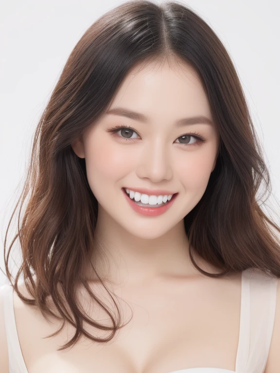 (realistic、masterpiece、Best Quality、8K、highres、white background, high resolution:1.3)、1 chubby girl:1.3), (grin smile, show teeth:1.3),((gigantic sagging breasts:1.5)),, looking at viewers, white lace bikini、pale white skin、very blond hair ,very pale skin, extremely pale blonde hair, ivory pale skin, very white skin, pale skin, very pale white skin, very pale white skin,white skin and pale porcelain, white and pale skin, fair and pale skin!!, long blonde hair, looking at viewers、super fine face and eyes、long blonde hair、 ((full breasts:1.3)), indoor、 upper body,