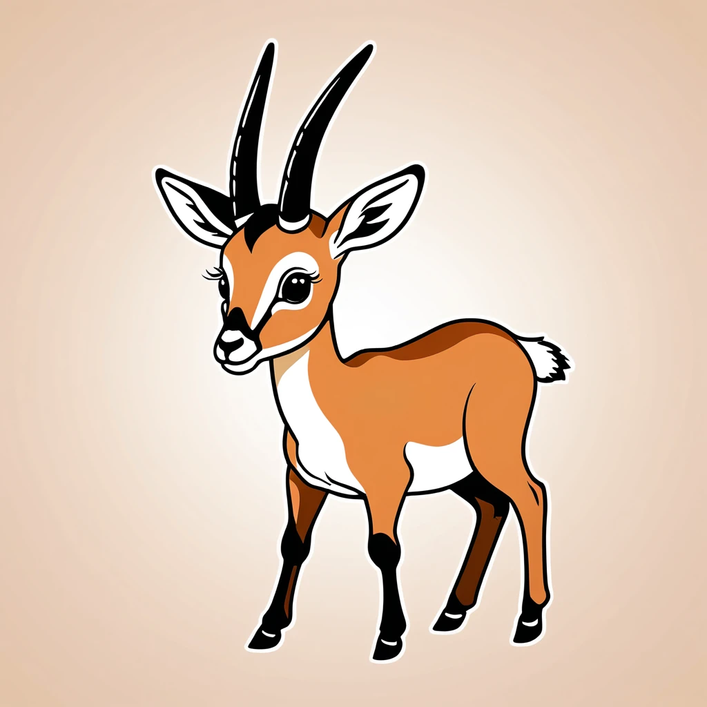 cute antelope, illustration, vector graphics, strong contours
