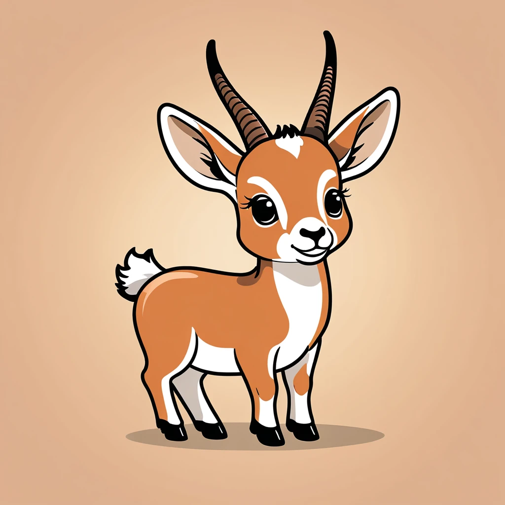 cute antelope, illustration, vector graphics, strong contours