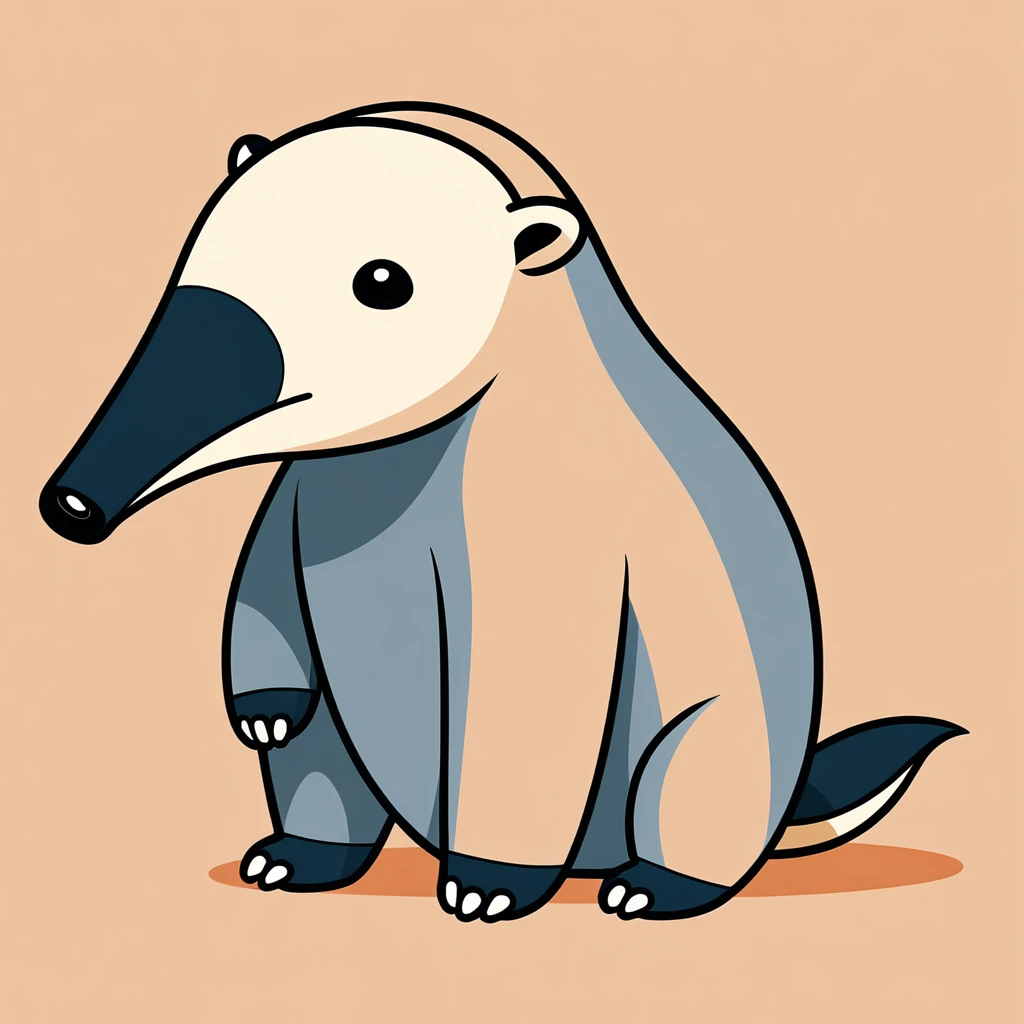 cute anteater, illustration, vector graphics, strong contours