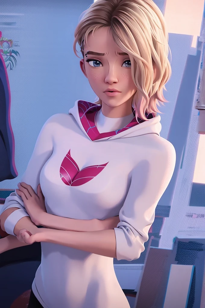 realistic, realism, photorealism, photo-realistic, high contrast, (photorealistic:1.4), (perfect female figure), 8k high definition detailed realistic, (best quality, masterpiece:1.2),  photon mapping, radiosity, physically-based rendering, best quality, highly detailed, 1girl, sgwen, outdoors, hoodie, desnuda mostrando sus grandes pechos y su vagina rosadita 