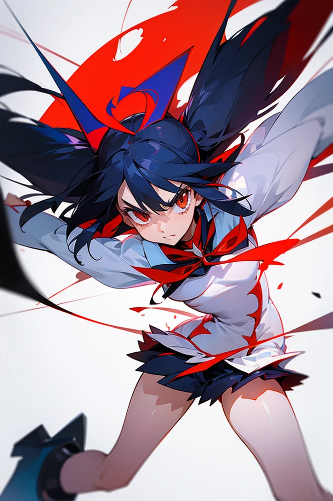 2girl, kill la kill inspired, dynamic pose, bottom-up perspective