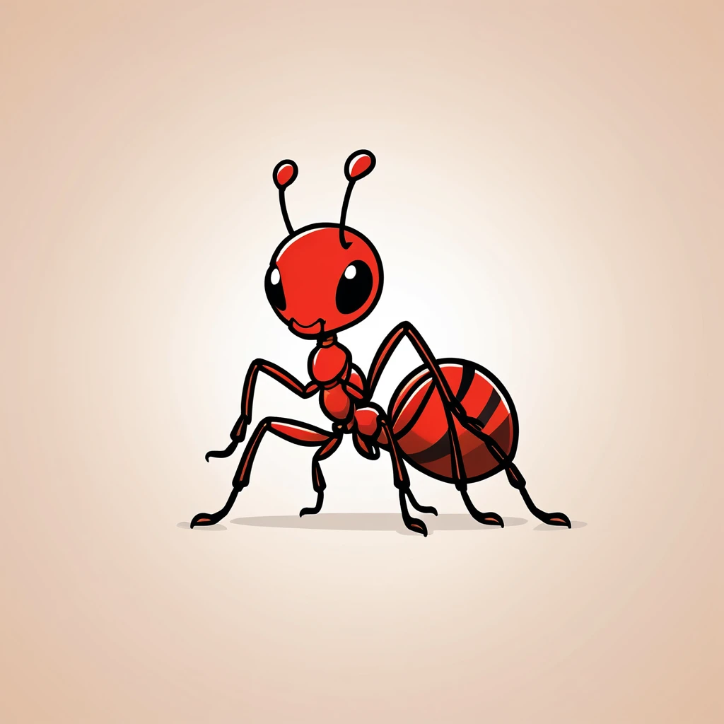 cute ant, illustration, vector graphics, strong contours