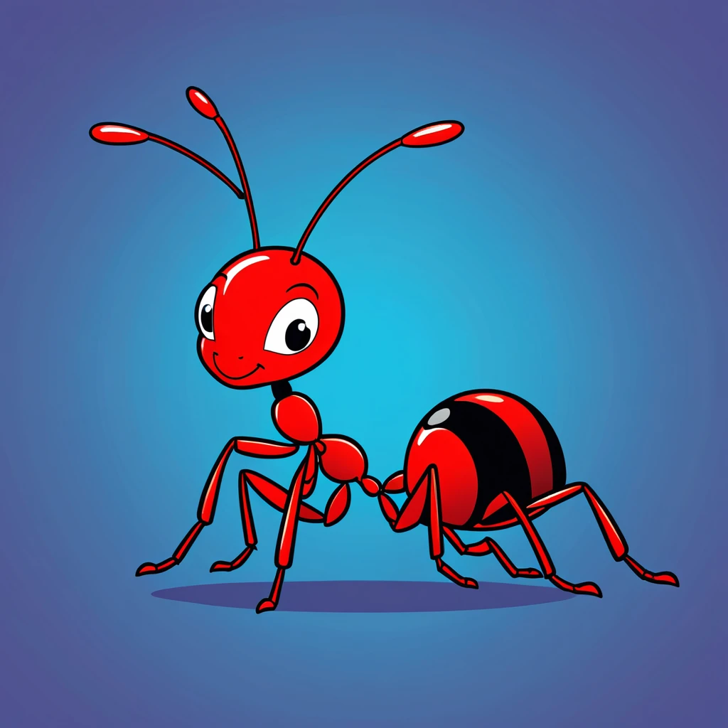 cute ant, illustration, vector graphics, strong contours