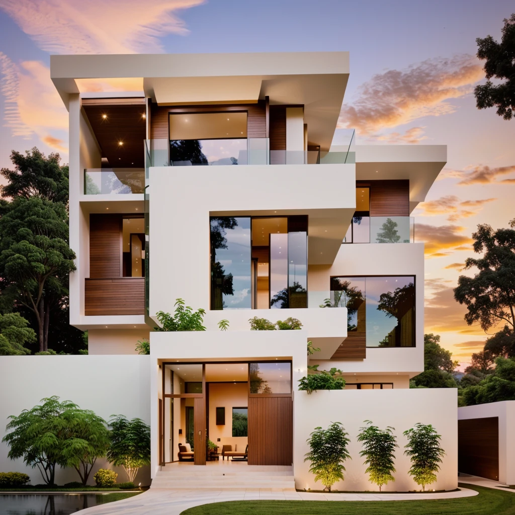 MODERN HOUSE is located on the upper hill, glass windows, wood ceiling, ((big front yard)), SUNSET