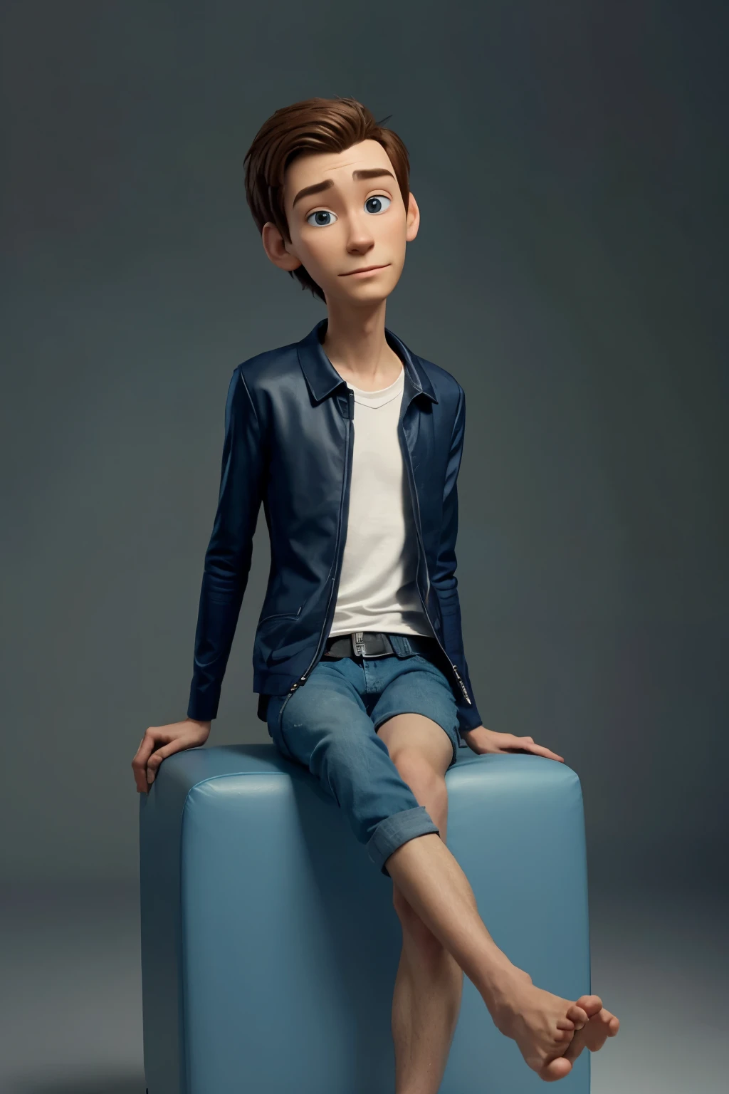 A man, Skinny, high, of 1.83cm, pixar animation style, sitting on a psychologist's couch, warm atmosphere dressed in a black sweatshirt