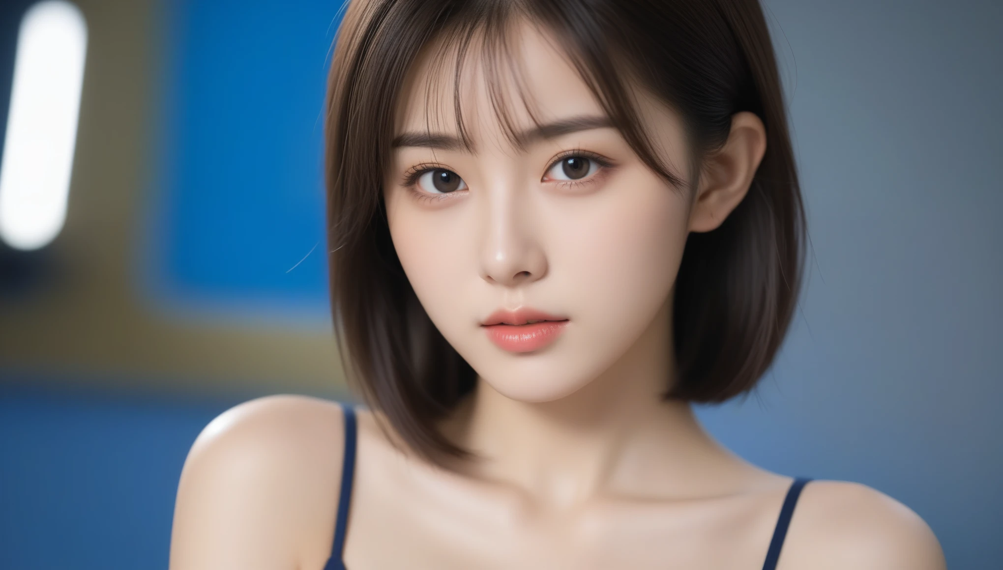 8K, Ultra-high resolution, Highest quality, masterpiece, 三分割法によるphotograph,Surreal, photograph, 1 Girl, (16 years old:1.3), pretty girl, Cute face, Beautiful eyes in every detail, 細かくdetailedに,masterpiece,One Girl:1.2, Japan Female Announcer, close up,Bob with bangs,wiping tears,Sports Bra,Bra Top,Looking at the audience、beauty,Long neck、(((Ideal body type))),A cup small breasts :2,、Portraiture:2、Perfect Anatomy、鮮明なdetailed、detailed、Surreal、Light and shadow,Strong light