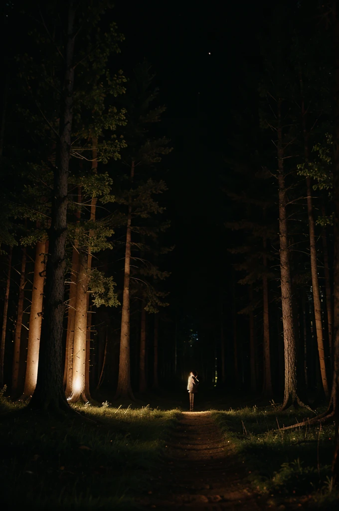 a night of nostalgia in a forest that shows that it is night not day