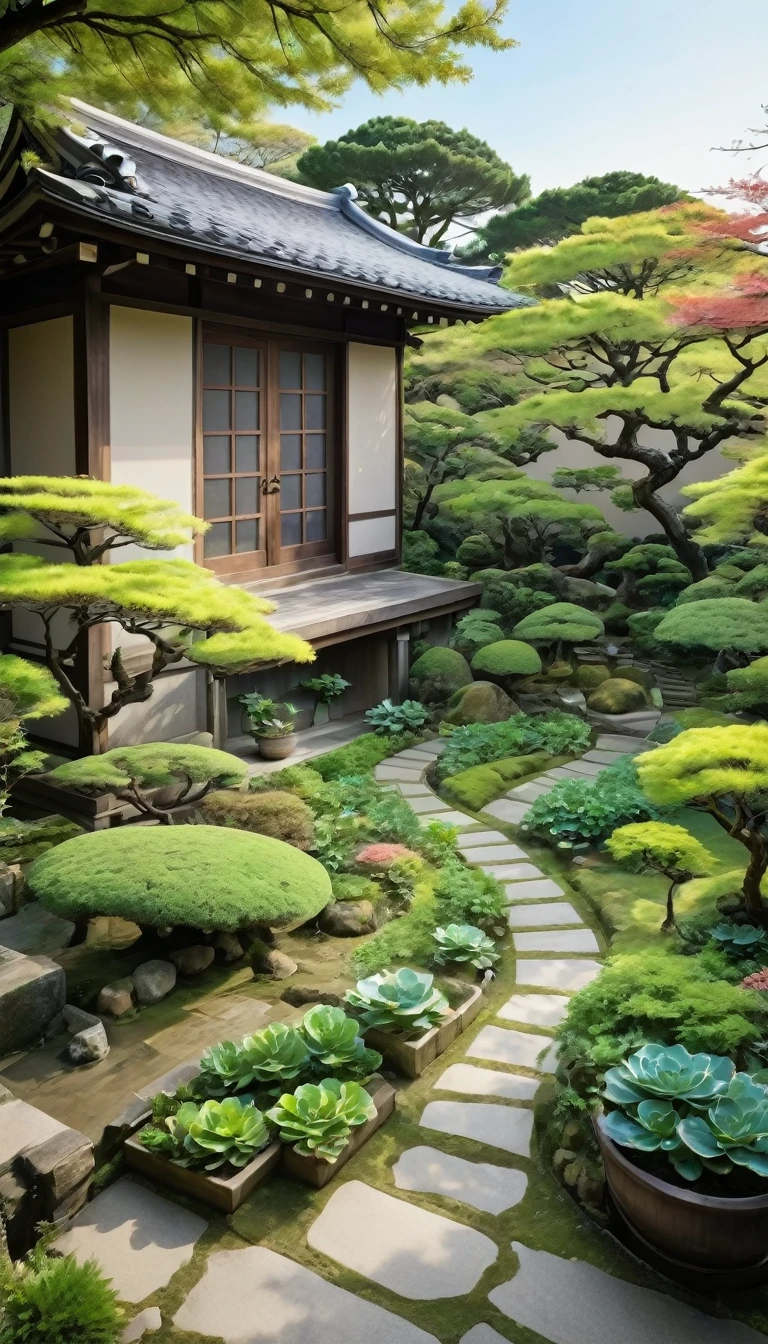 日本の家のgarden、garden、広いgarden、Real、広大なgarden