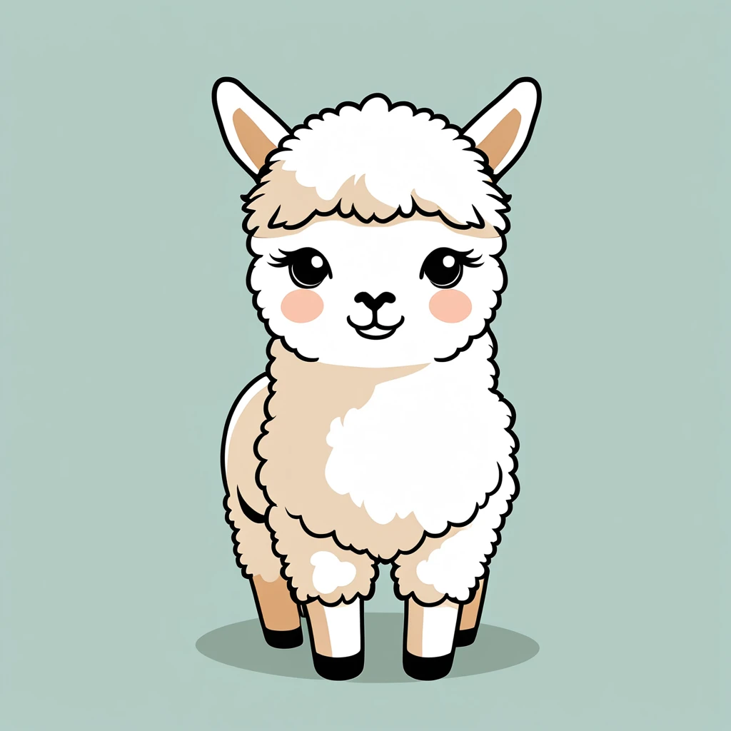 cute alpaca, illustration, vector graphics, strong contours