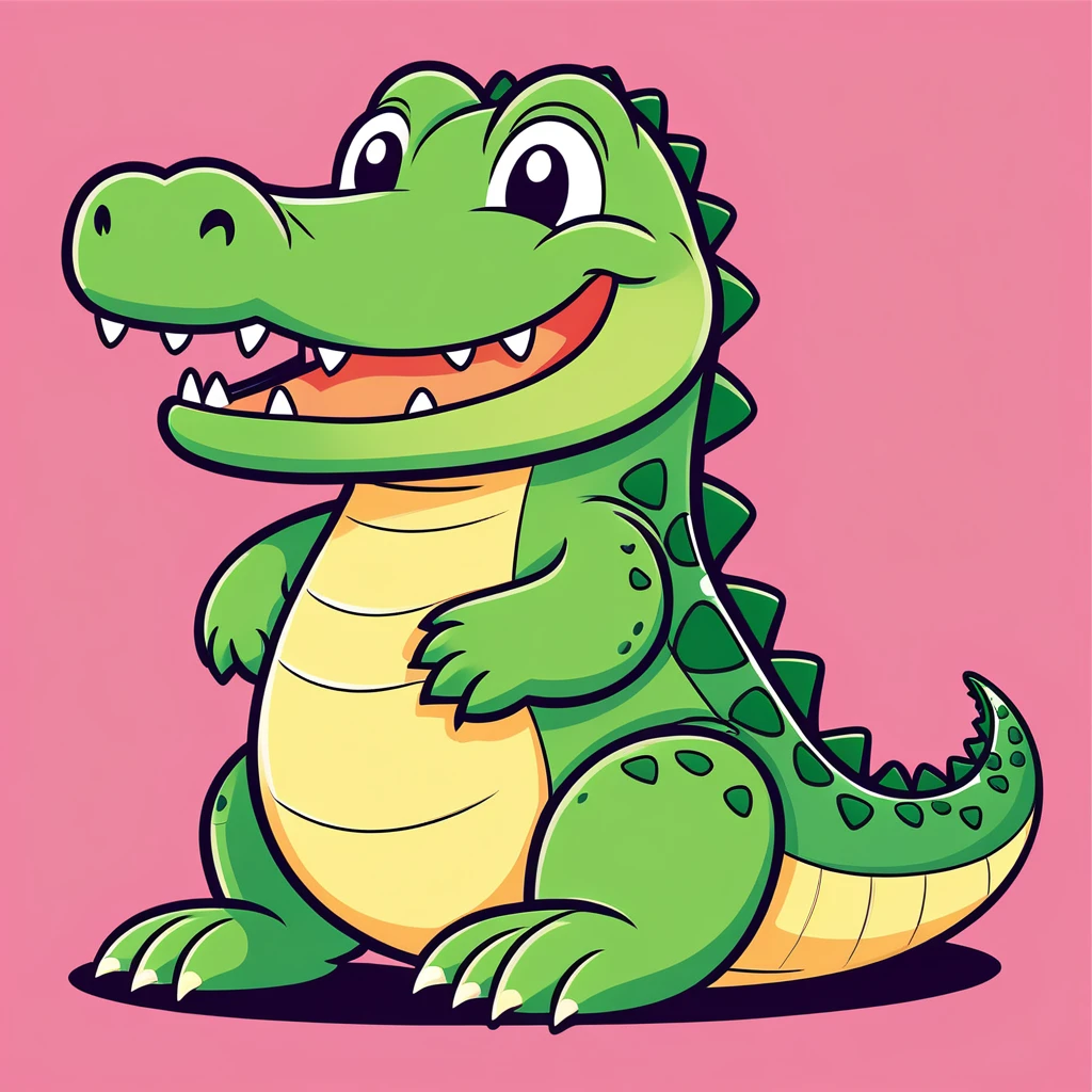 cute alligator, illustration, vector graphics, strong contours
