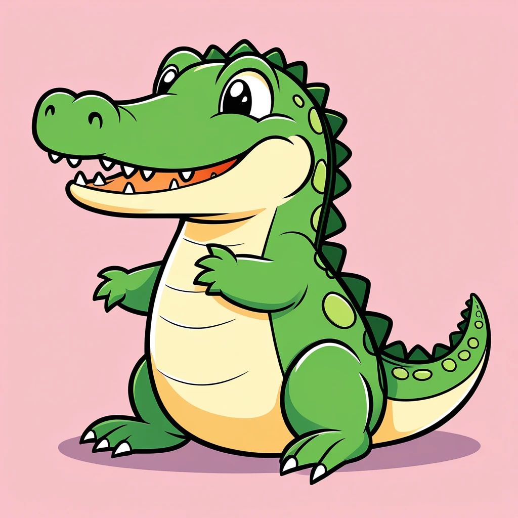 cute alligator, illustration, vector graphics, strong contours