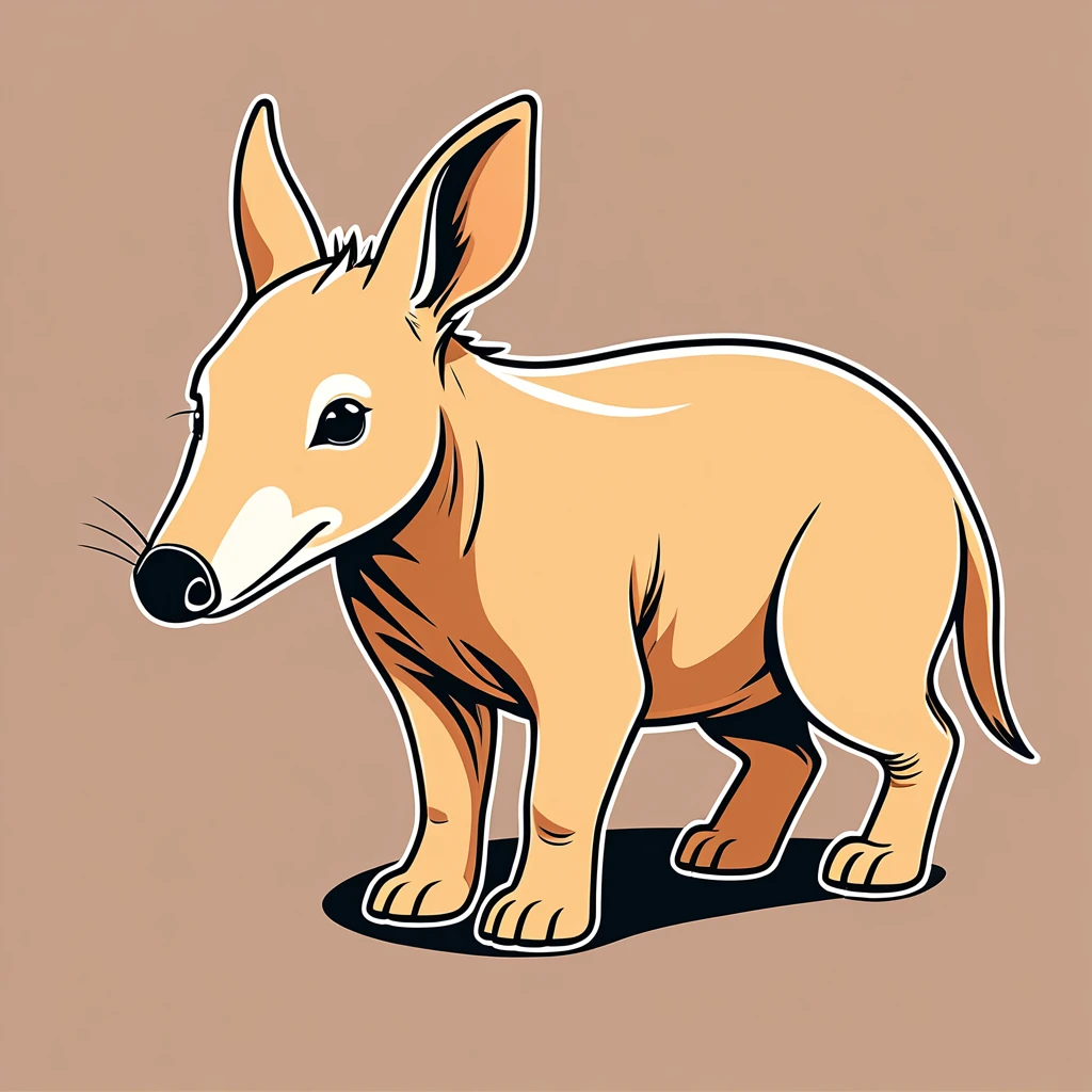 cute Aardvark, illustration, vector graphics, strong contours
