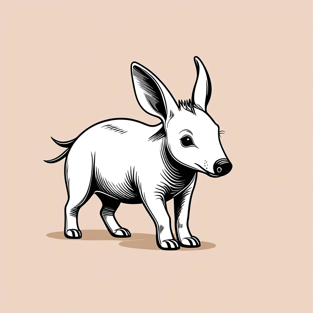 cute Aardvark, illustration, vector graphics, strong contours