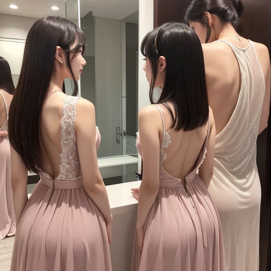 Perfect back view、Korean women、Dresses with visible backs