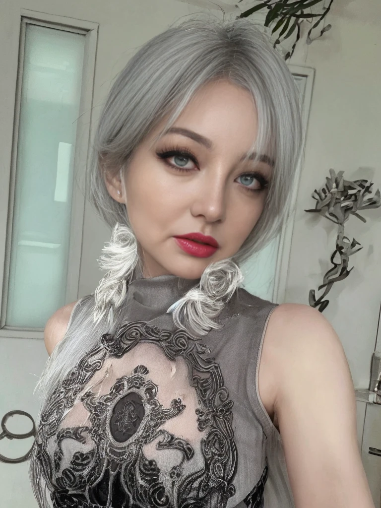 8K high quality，1 woman，Gray hair：1.5