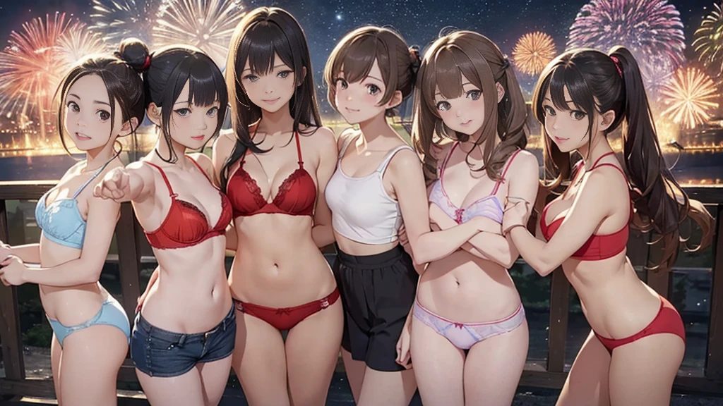 (Very detailed,High resolution,masterpiece:1.2）Japanese、Night view, Starry Sky、milky way、Light brown hair. Big fireworks、(Highest quality:1.2), 20～40-year-old woman、Small breasts、Very detailedな, High resolution, masterpiece:1,2, Vivid and colorful,, Professional Lighting, Physically Based Rendering, Flat Color:0.8, Detailed illustrations, realism:1.37, Makoto Shinkai style, Your name style, Light brown hair, Elegant update,ponytail, Bun Hair。, Laugh together, Dynamic pose, Selfie, Full body older sister、。naked、Show off your full breasts, Areola、Nipples、I love you 、Bitch、Obscene、Small breasts、Pubic hair is visible、Genitals are visible、The whole body is visible、Anime Drawings、figure。The whole body is visible、All naked、A group of people. Incredibly ridiculous.)))、((disorganized person))、Anime Style、(One adult female teacher and three boys）,Standing together in the park,With one female teacher３Male elementary school student is together、((Female teacher in underwear))、((Slope)),((here))、lingerie、３Male elementary school students wear casual clothes、,(Big Ass:1.2),Bobcut, ponytail、Neon cord armpit height bra、 T-back shorts、Purple × Blue Bra、Purple × blue underwear、Orange Good、Orange underwear、Red underwear、Red underwear、Blue Bra、Blue underwear、Long Hair、Natural light,（A female teacher who doesn&#39;t wear a skirt),(A female teacher without a blouse),  