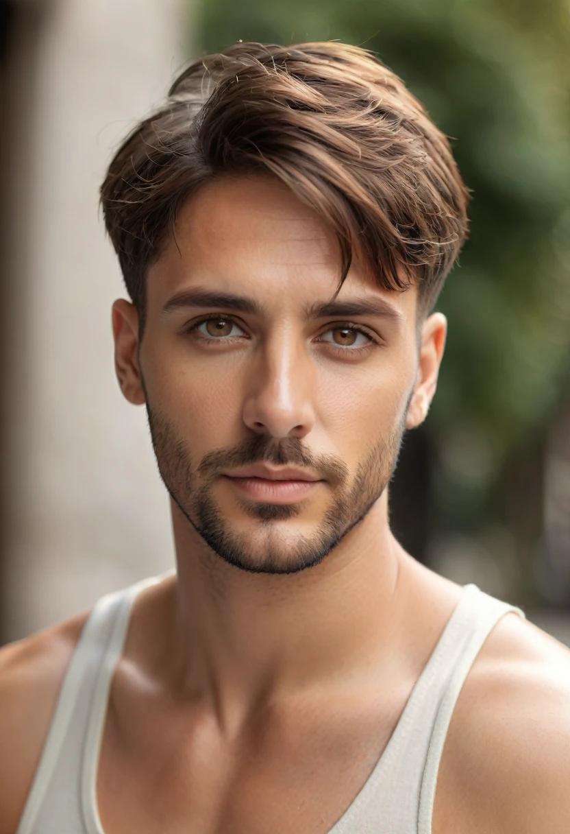 Handsome Italian, Brown short hair, Hazel eyes, short undercut hair, 30 years old, 4k, realistic
