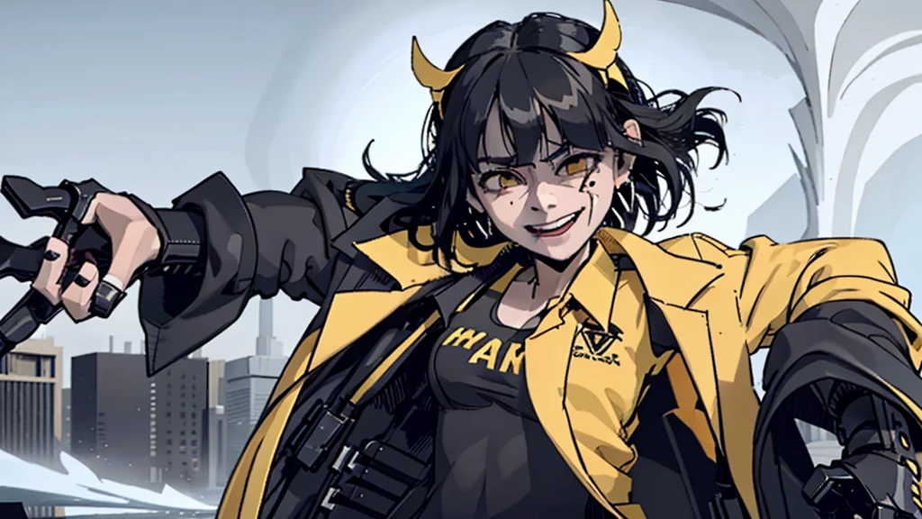 Goose city style scene,Black hair,The girl in the yellow suit is crying,