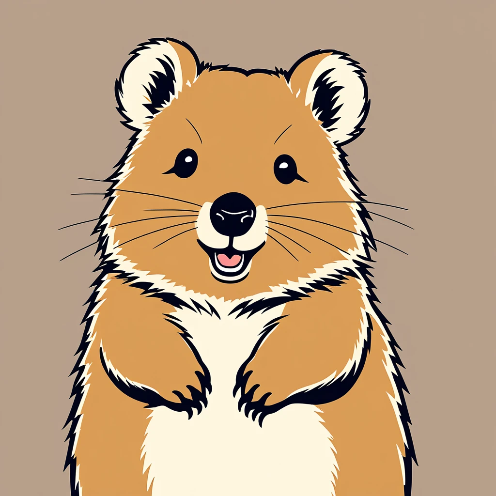 cute quokka, illustration, vector graphics, strong contours