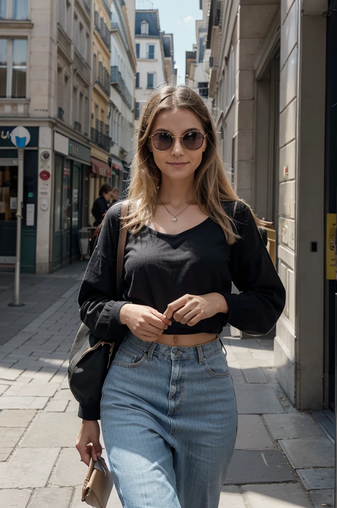 Scène Principale :
Sujette : Une jeune femme de 20 ans, cheveux blonds, longs et légèrement ondulés, avec un teint clair et une peau éclatante. Elle porte une tenue de ville élégante, par exemple, une robe d'été légère ou un ensemble chic avec un chemisier et une jupe.
Pose : Debout, adoptant une pose naturelle et confiante. Elle peut être en train de marcher ou de s'arrêter pour regarder autour d'elle, avec un sourire subtil sur son visage.
Accessoires : Elle porte des accessoires élégants tels qu'un sac à main, des bijoux délicats (comme des boucles d'oreilles et un collier) et des lunettes de soleil.
Décor Urbain :
Arrière-plan : Une rue de ville animée avec des éléments tels que des bâtiments modernes ou historiques, des vitrines de magasins, et quelques passants. Il peut également y avoir des éléments comme des cafés en terrasse, des arbres le long du trottoir, et des véhicules en mouvement.
Détails : Détails réalistes tels que des panneaux de signalisation, des bancs publics, des lampadaires et des plantes en pot.
Ambiance et Lumière :
Lumière : Lumière naturelle du jour, créant une ambiance lumineuse et énergique. Les ombres doivent être douces et naturelles, reflétant l'heure de la journée (par exemple, matin ou après-midi).
Atmosphère : Une atmosphère vivante et dynamique, capturant l'essence de la vie urbaine.
Style Artistique :
Réalisme : L'image doit être aussi naturelle et détaillée que possible, capturant la beauté et l'énergie de la scène urbaine.