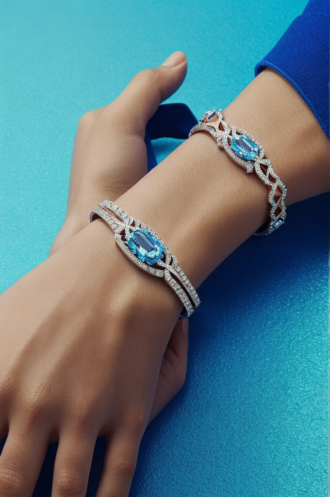diamond bracelet, blue background