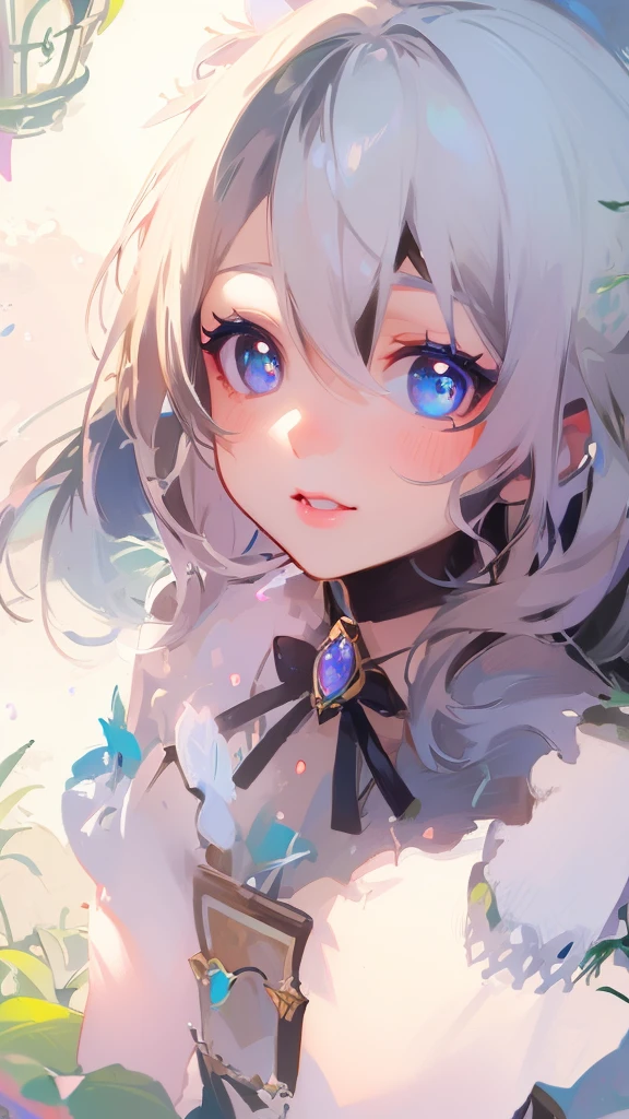 a beautiful young woman with detailed eyes and delicate facial features, floating in a colorful, whimsical scene with disheveled hair, surrounded by vibrant splashes of water, shimmering bubbles, and a lush, mushroom-filled forest in the background, (best quality, 4k, 8k, highres, masterpiece:1.2), ultra-detailed, (realistic, photorealistic, photo-realistic:1.37), detailed eyes, beautiful detailed lips, extremely detailed eyes and face, long eyelashes, 1girl, digital art, intricate, highly detailed, vivid colors, colorful, fantasy, magical, dreamlike, surreal