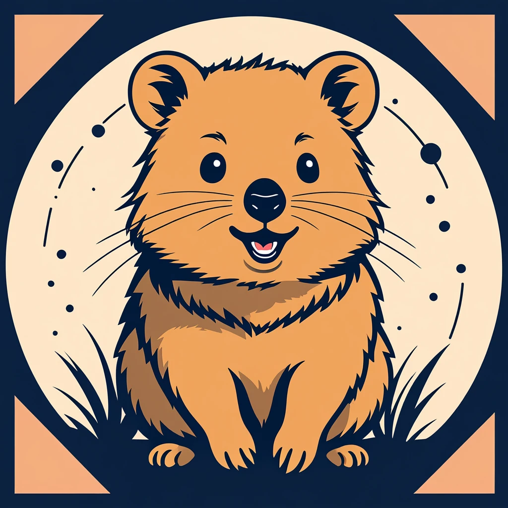 cute quokka, illustration, vector graphics, strong contours
