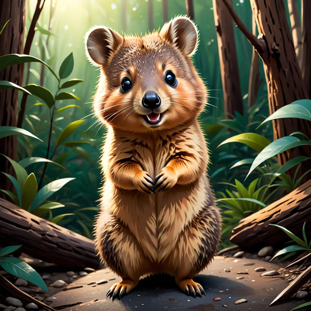 cute quokka, illustration, vector graphics, strong contours
