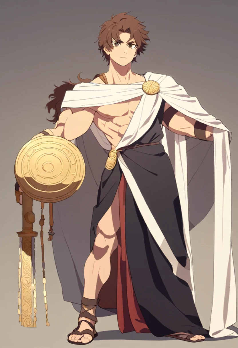 Ancient Romans,One Man,Robe,Are standing,Simple Background,Muscular,Meros,whole body,youth,thin,Brown Hair,